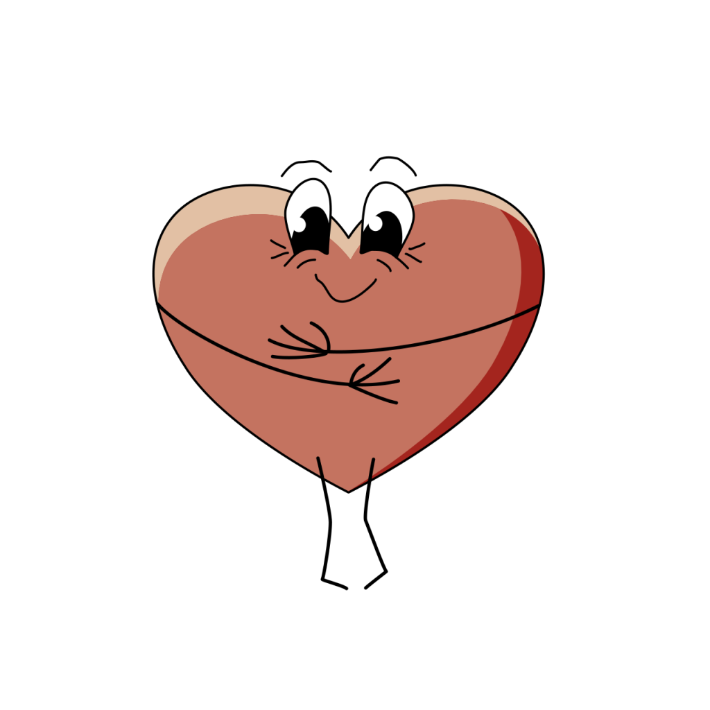 A picture of a heart hugging itself - representing self compassion